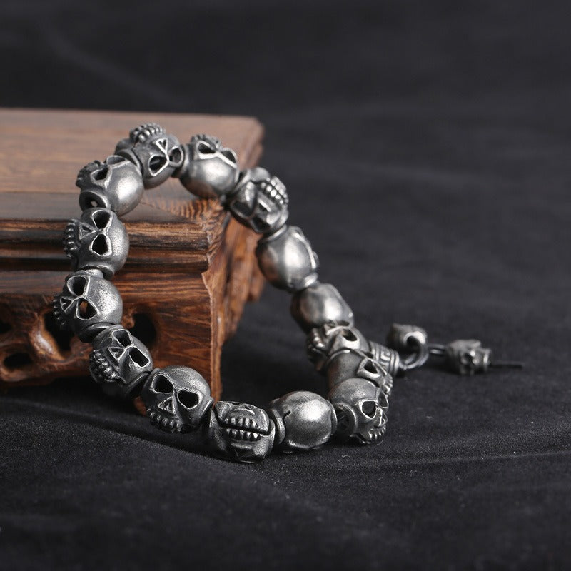 Kemstone Titanium Steel Gothic Skull Elastic Rope Bracelet for Men KB161368-KJX