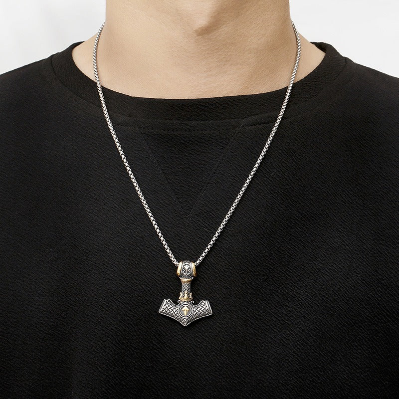 Kemstone Viking Anchor Pendant Necklace – Odin Rune Triquetra Stainless Steel Norse Jewelry KP130629-TLX