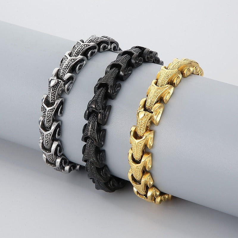 Kemstone Men’s Dragon Spine Chain Bracelet – 11mm Stainless Steel Gothic Norse KB40302-D