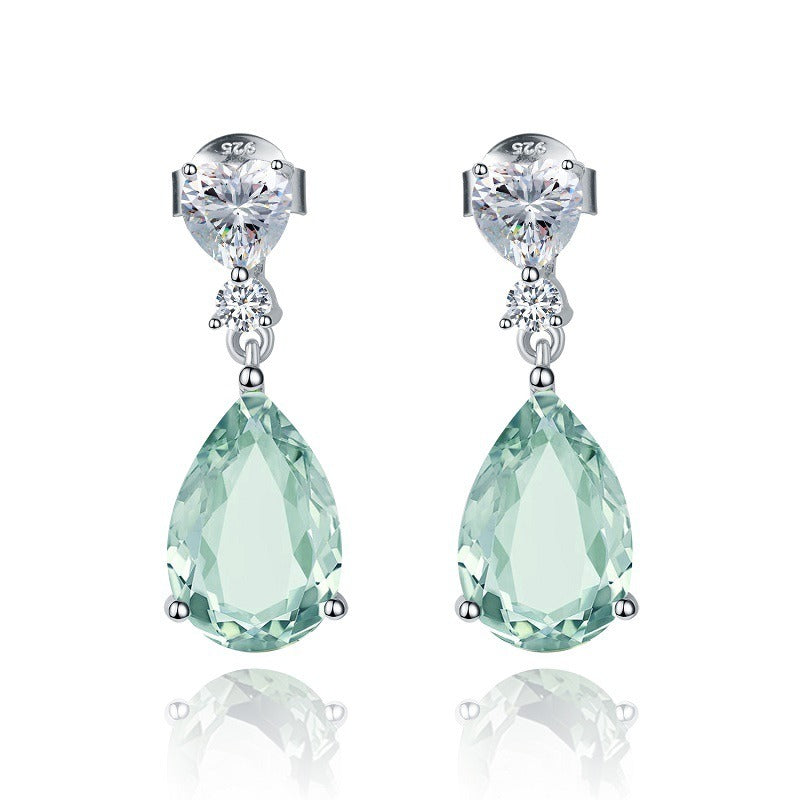 Pendientes de amatista verde natural de plata de ley con diseño original hechos a mano de Kemstone, joyería de boda