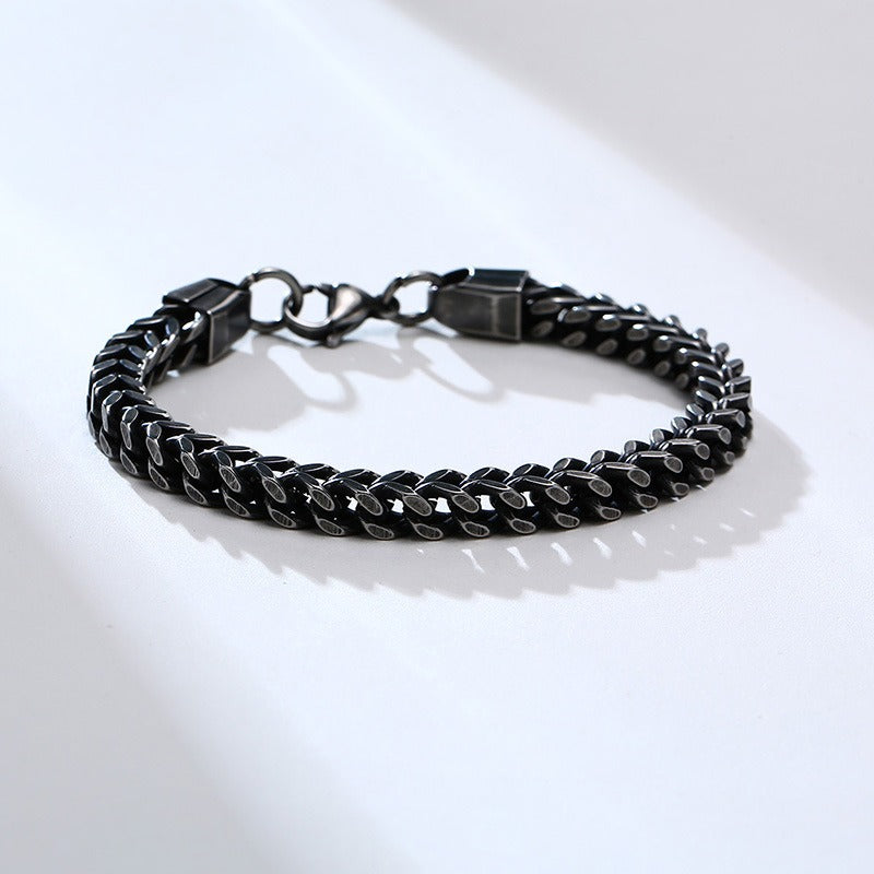 Kemstone Men’s Stainless Steel Viking Chain Bracelet – Hexagonal Link Curb Design BR-625