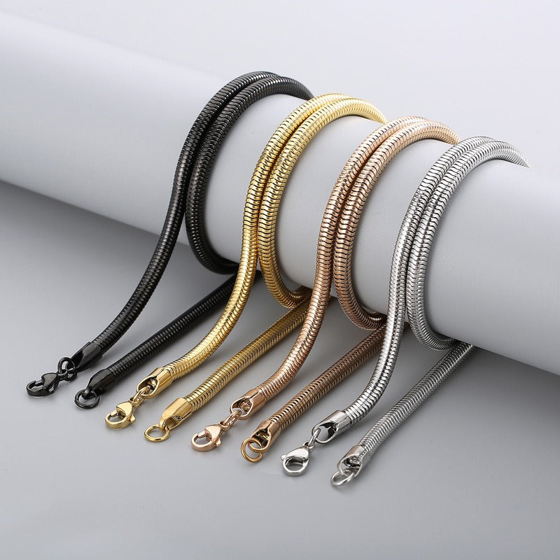 Kemstone Snake Chain Necklace for Men – 5mm 6mm Stainless Steel Streetwear Jewelry KN203822-Z