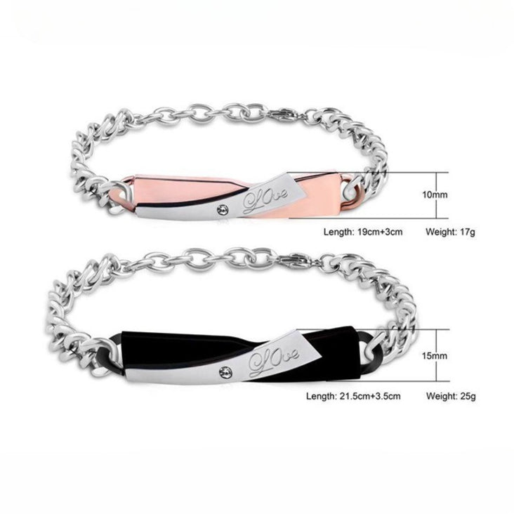Kemstone Matching Couple ID Bracelet Stainless Steel Love Bar TB0019