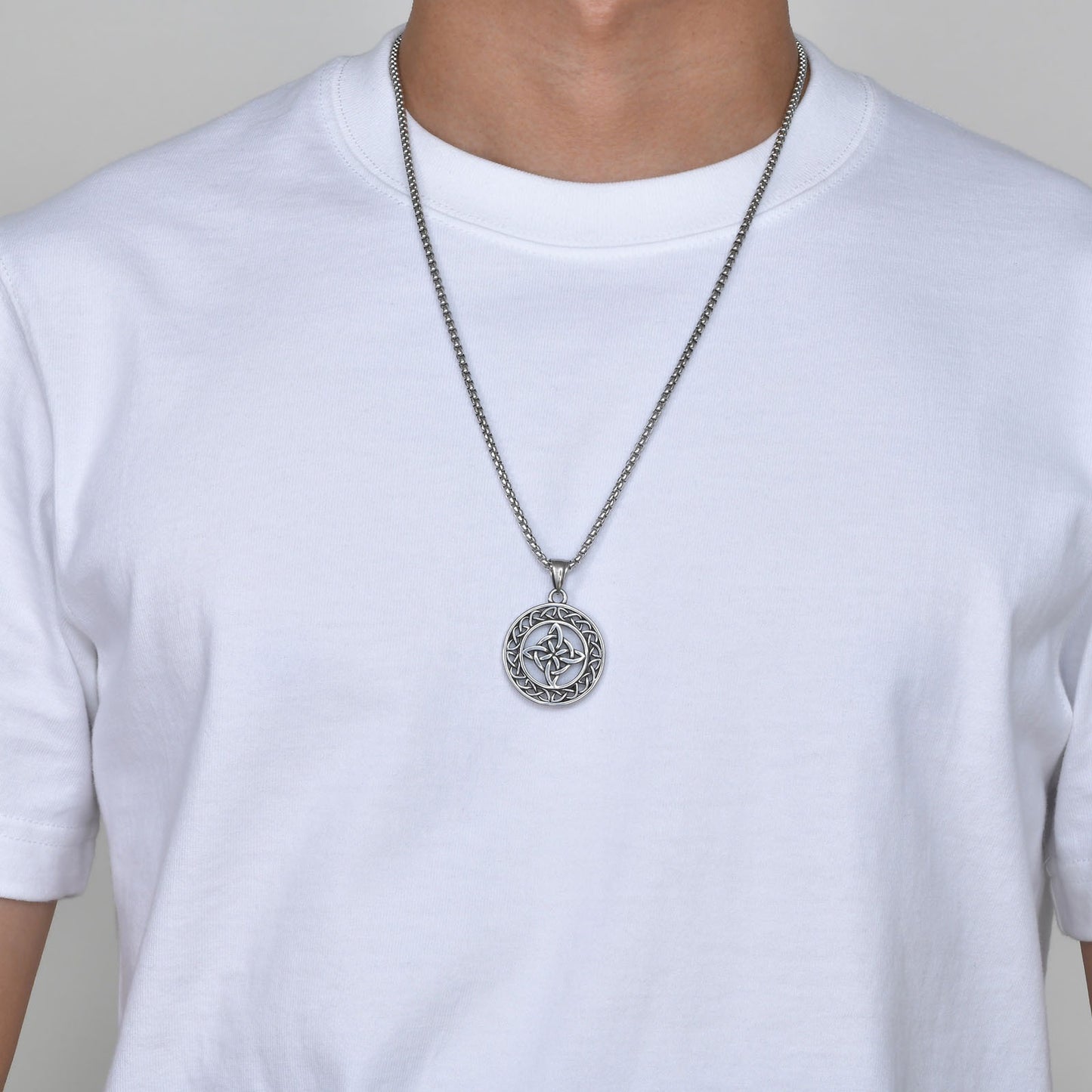 Kemstone Celtic Pendant Necklace for Men – Stainless Steel Viking Knot Jewelry PN-1919