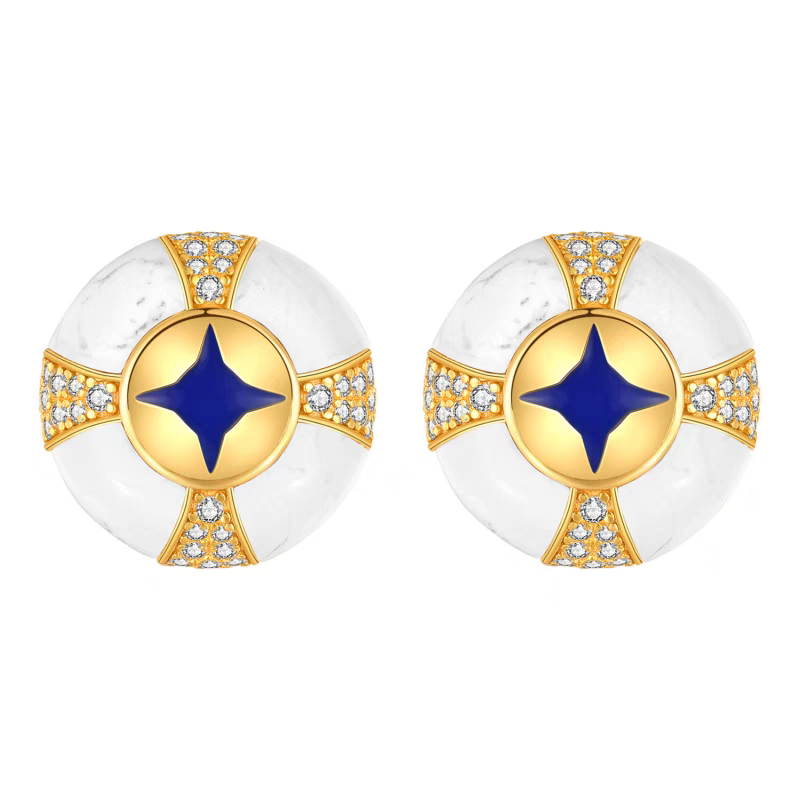 Pendientes Ojo de la Providencia de diseño original hechos a mano por Kemstone: estilo egipcio vintage con turquesa y esmalte en plata de ley.