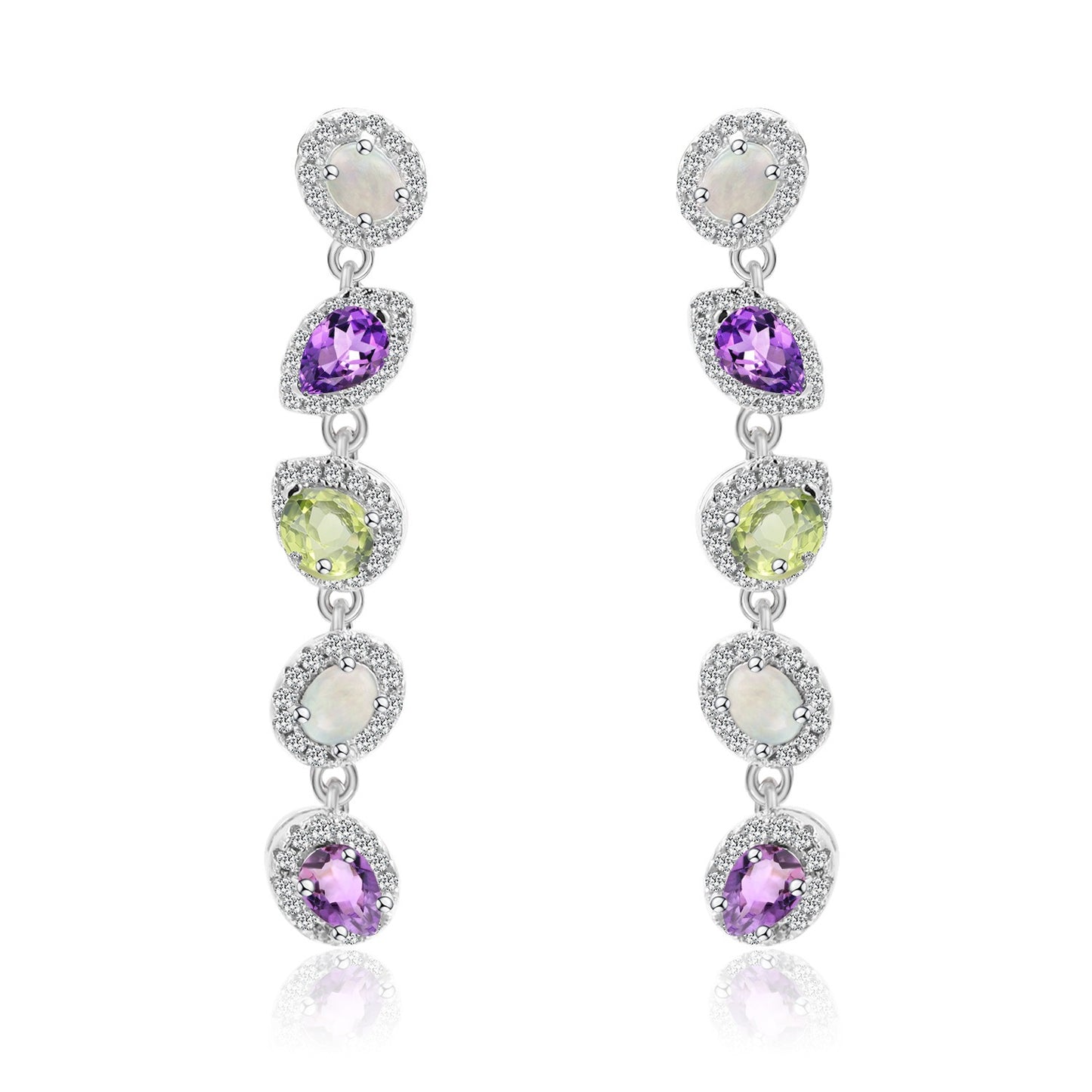 Orecchini pendenti in argento sterling con pietra preziosa naturale opale, realizzati a mano, originali, Kemstone, per donna, K231009E