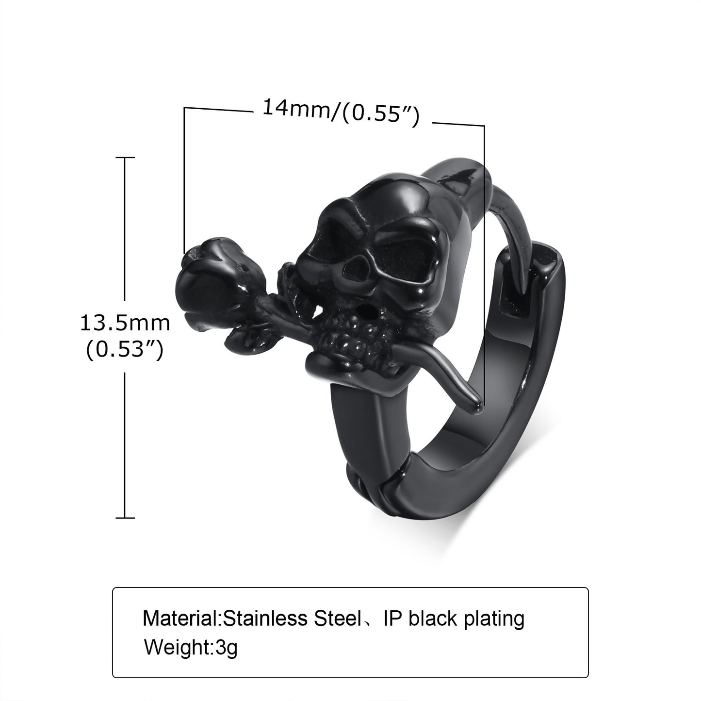 Skull & Rose Hoop Earring for Men – Gothic Stainless Steel Jewelry with Dark Elegance EH-444