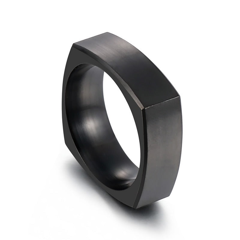 Anillo Kemstone cuadrado de acero cepillado para hombre: diseño minimalista moderno para el día a día KR102160-KFC