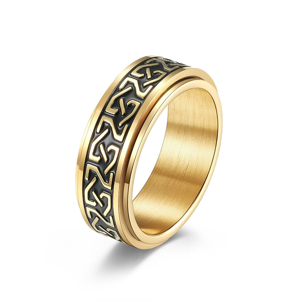 Kemstone Stainless Steel Celtic Knot Spinner Ring – Wedding & Couple Band K-R615
