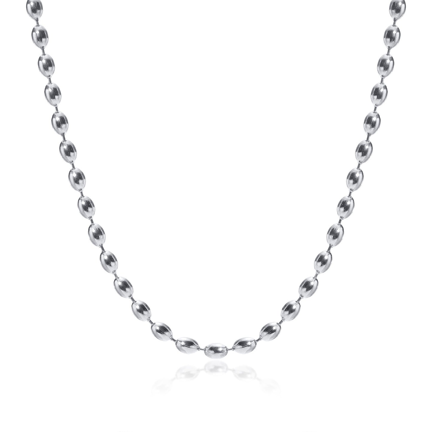 Kemstone Stainless Steel Oval Ball Chain Necklace – Minimalist Sporty Pendant NC-1253