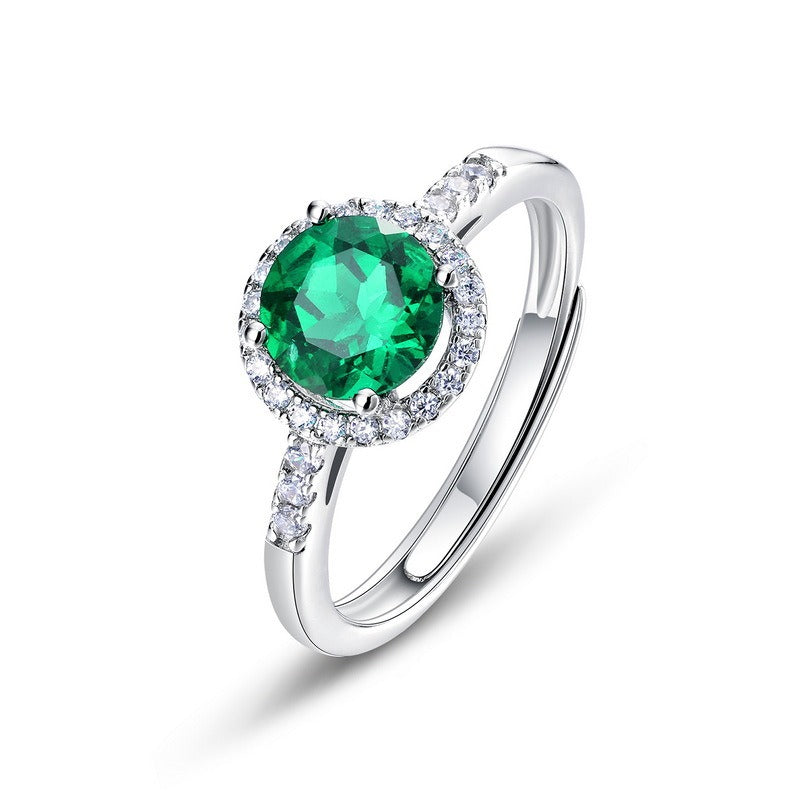 Anillo de plata S925 para mujer, diseño original artesanal de Kemstone, con esmeralda cultivada en laboratorio vintage. Anillos abiertos para mujer.