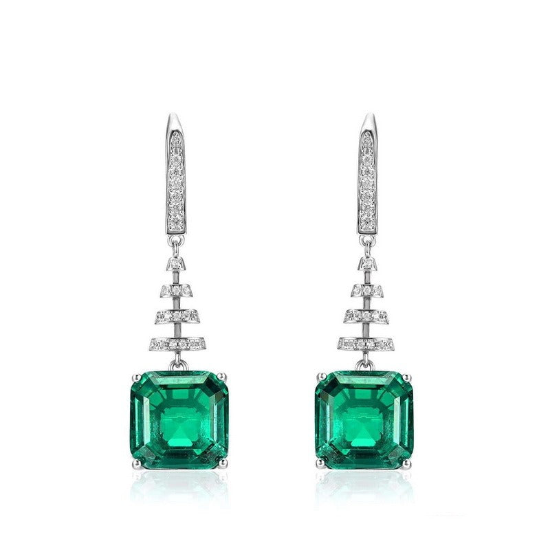 Orecchini da donna in argento S925 con taglio quadrato minimalista, realizzati a mano, di design originale, di lusso, Kemstone, gioielli da sposa, regalo