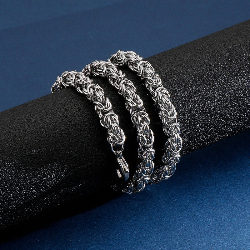 Kemstone Viking Dragonbone Chain Necklace for Men – Stainless Steel Biker Jewelry, 6-8mm KN93419-Z