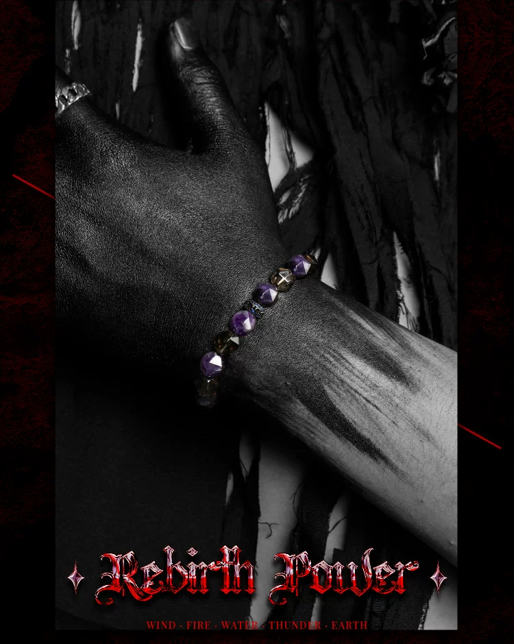 Kemstone Men’s Bracelet – Natural Amethyst, Smoky Quartz & Blue Goldstone Beads GXB-617169
