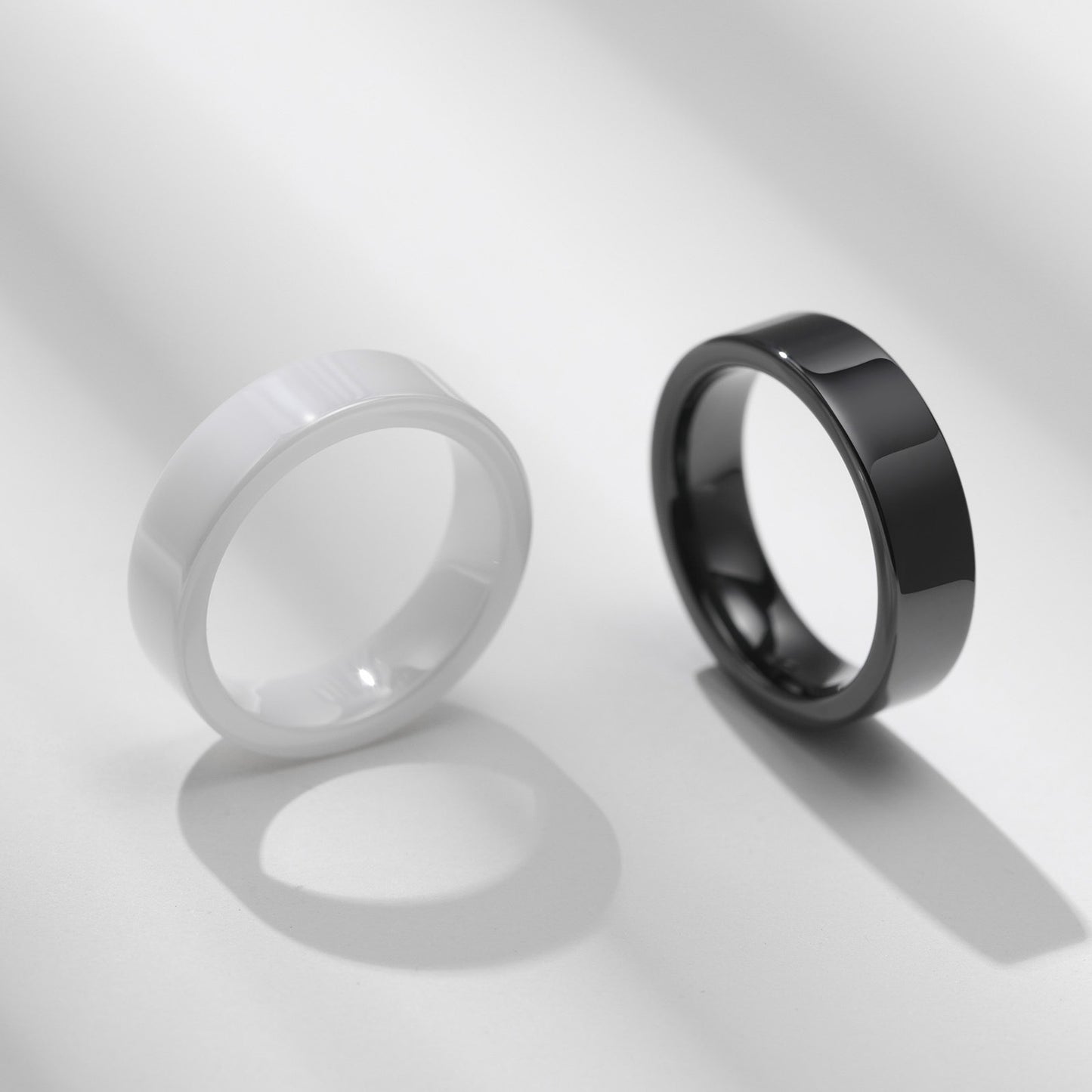 Kemstone Ceramic Ring – Matte Black & White Slim Hip-Hop Finger Accessory for Men R593