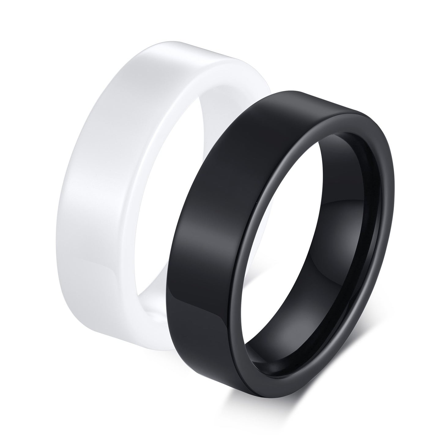 Kemstone Ceramic Ring – Matte Black & White Slim Hip-Hop Finger Accessory for Men R593