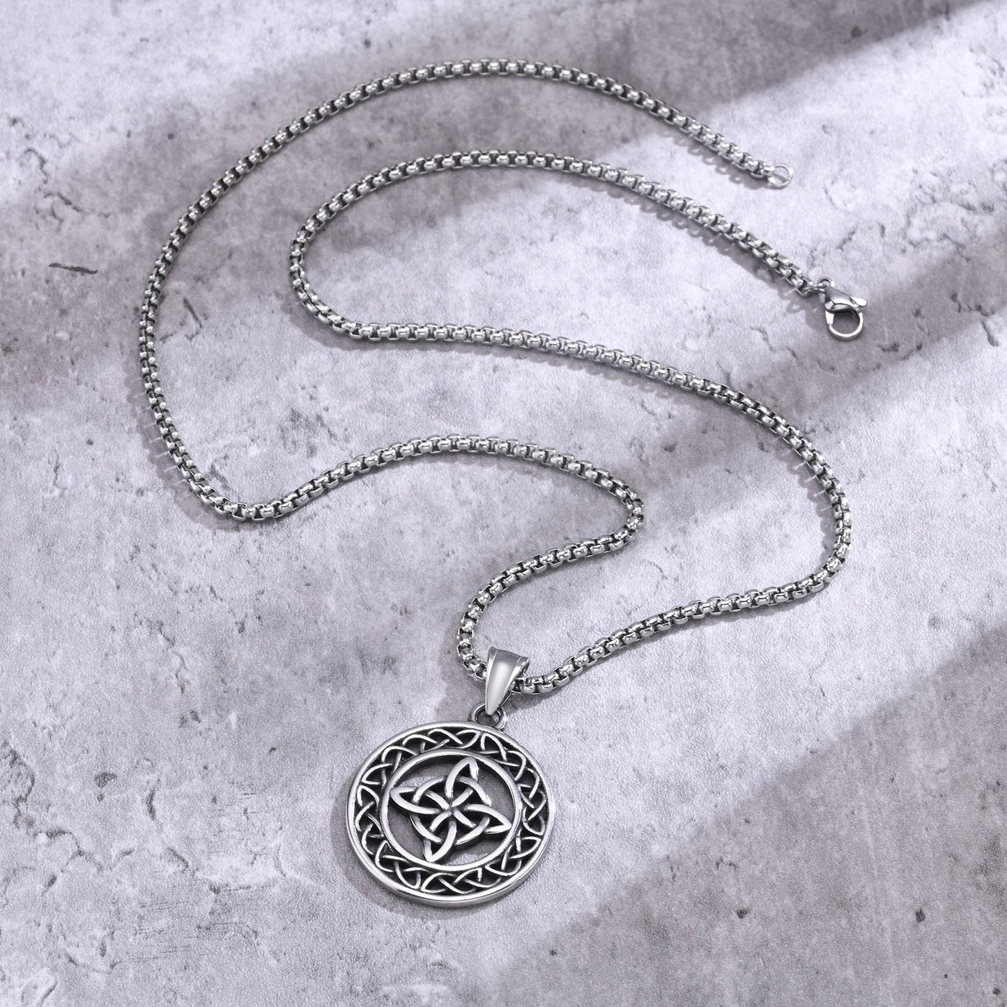 Kemstone Celtic Pendant Necklace for Men – Stainless Steel Viking Knot Jewelry PN-1919