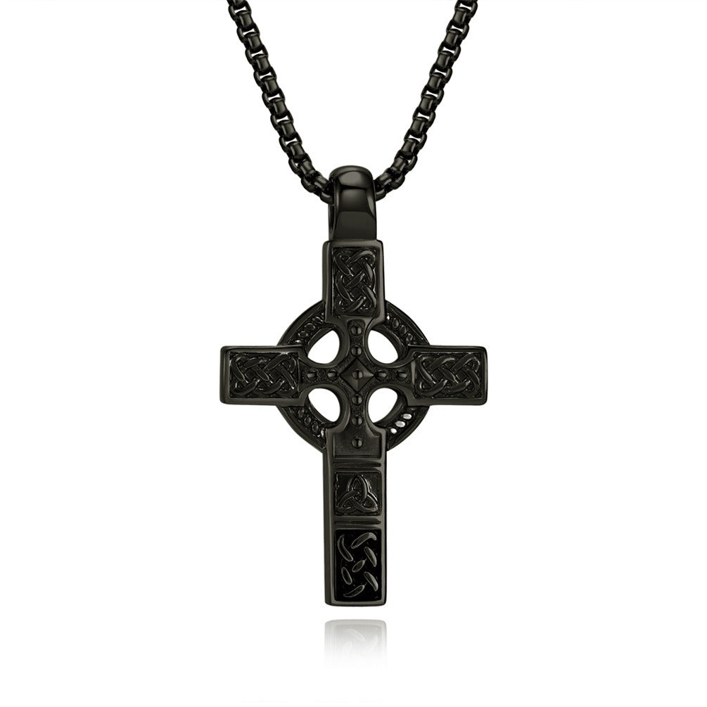Kemstone Men’s Celtic Cross Pendant Necklace – Stainless Steel Faith & Strength K-PT453