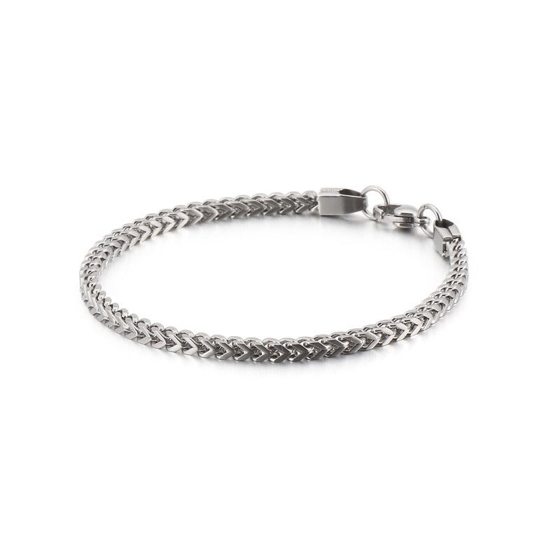 Kemstone Men’s Curb Chain Bracelet – Reversible Stainless Steel Streetwear in Gold, Silver, Black | KB129855-Z