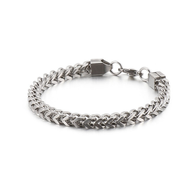 Kemstone Men’s Curb Chain Bracelet – Reversible Stainless Steel Streetwear in Gold, Silver, Black | KB129855-Z