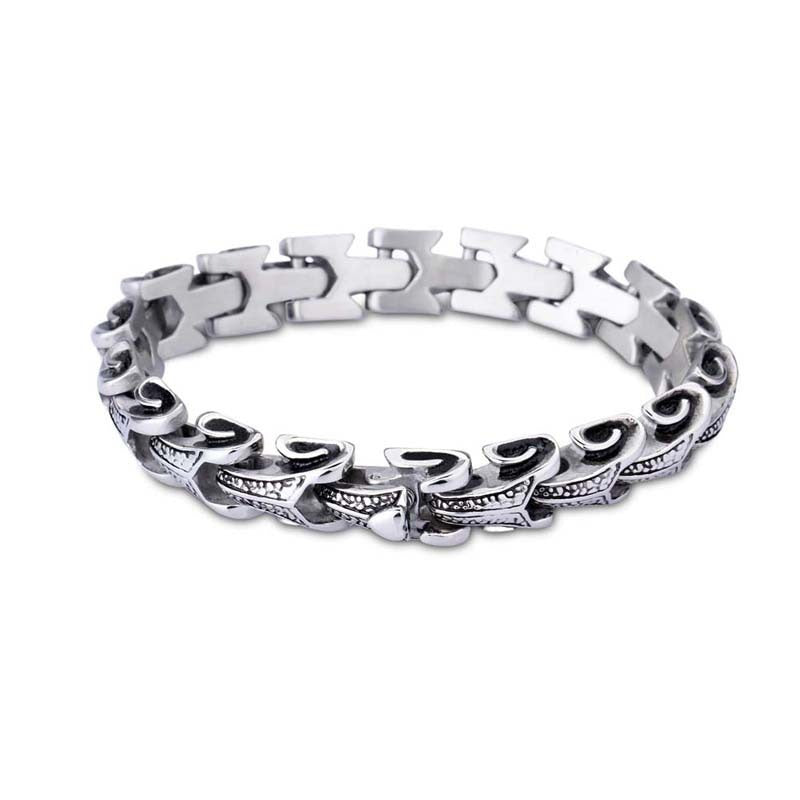 Kemstone Men’s Dragon Spine Chain Bracelet – 11mm Stainless Steel Gothic Norse KB40302-D
