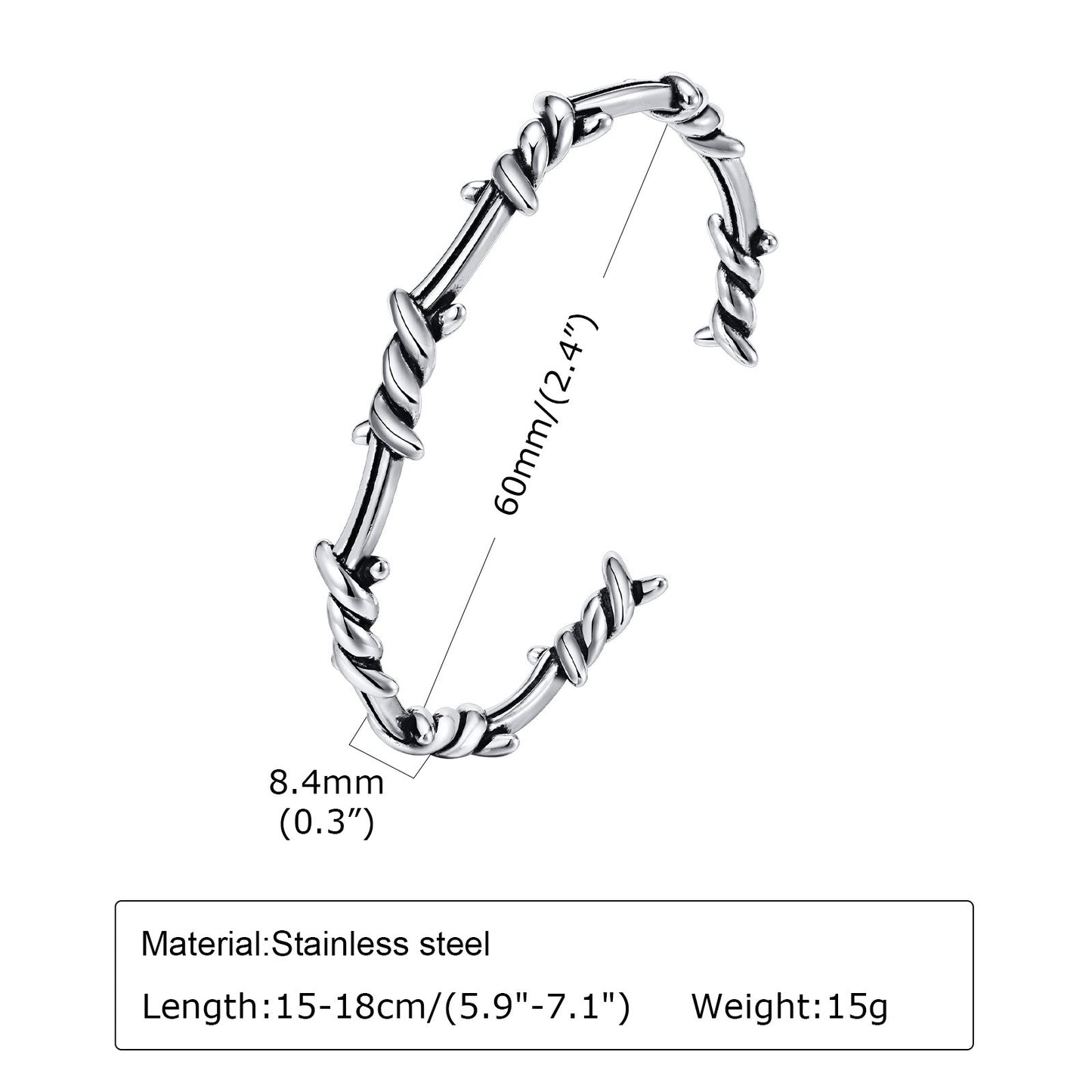 Kemstone Men’s Gothic Bracelet – Stainless Steel Open Cuff Bangle, Vintage Mobius Knot Punk Jewelry B-510