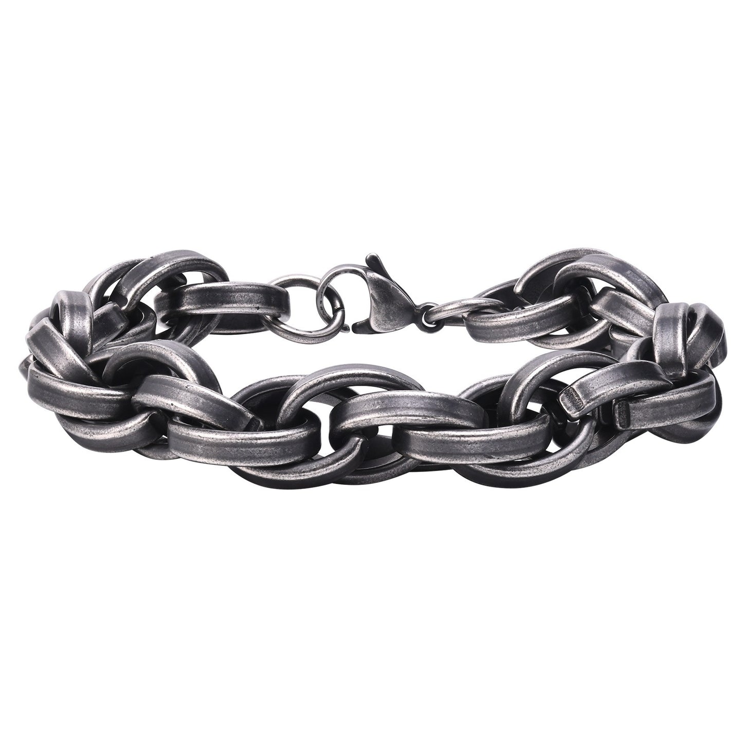 Kemstone Men’s Heavy Stainless Steel Twist Chain Bracelet – 11mm Vintage Cuban Link BR-961