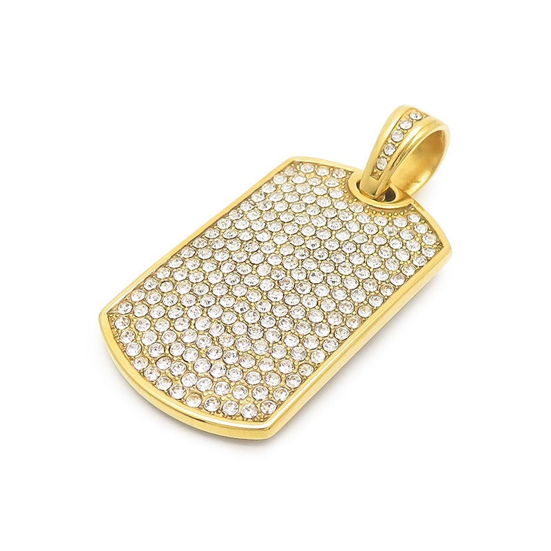 Kemstone Men's Iced-Out Pendant – Full Crystal Cuban Link Stainless Steel KP130506