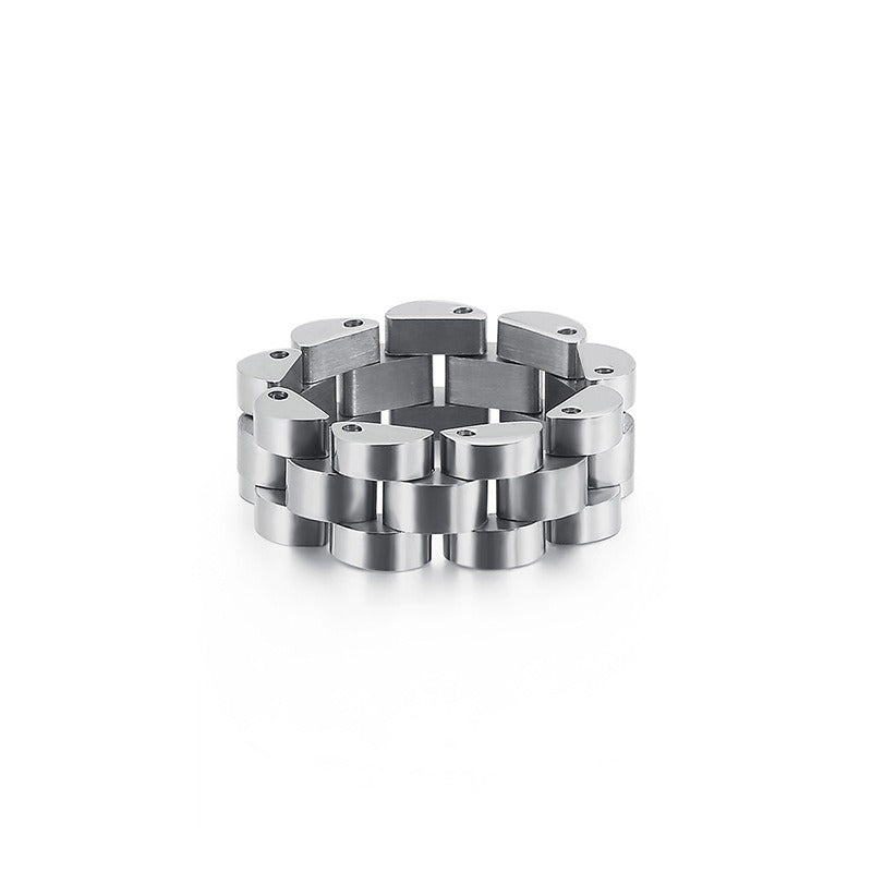 Kemstone Men’s Matte Geometric Ring – 8mm Minimalist Stainless Steel Band KR89119-K