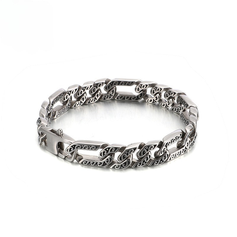 Kemstone Men’s Patterned Stainless Steel Chain Bracelet – Vintage Gothic Norse Punk KB120773-BD