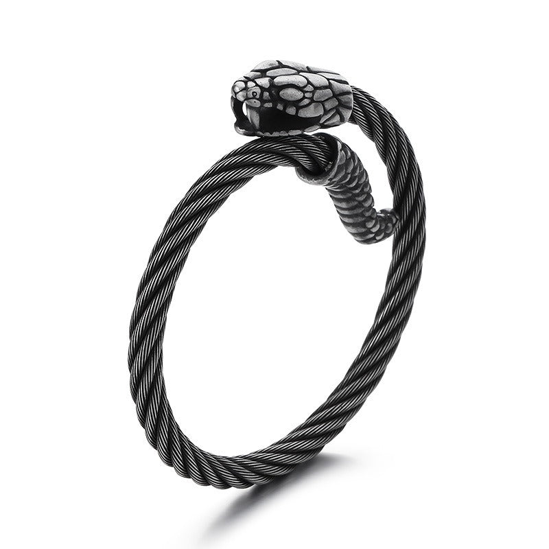 Kemstone Men’s Snake Cuff Bracelet Collection – Punk Norse Stainless Steel Open Bangle Gothic Streetwear KB139904
