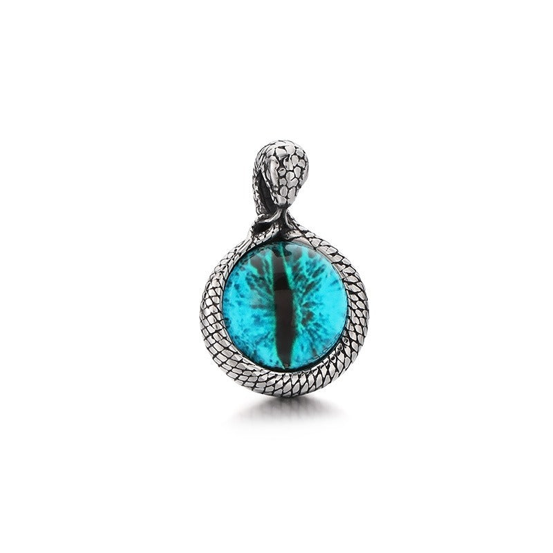 Kemstone Men’s Snake Pendant Necklace – Stainless Steel Gothic Punk Amulet, Norse Dark Jewelry KP55376-BD