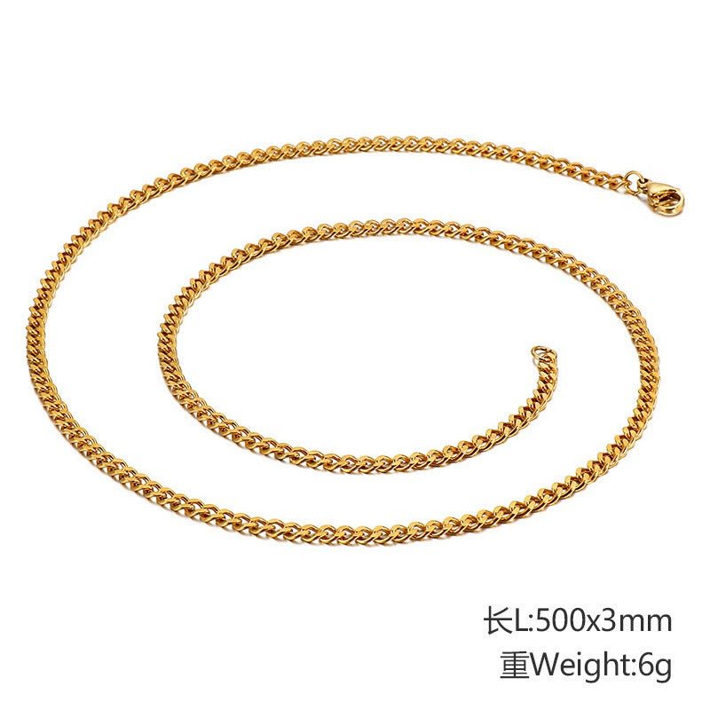 Kemstone Men’s Stainless Steel Curb Chain Necklace – 3-9.5mm Width, 45-50cm, Minimalist Street Armor KN93473-Z