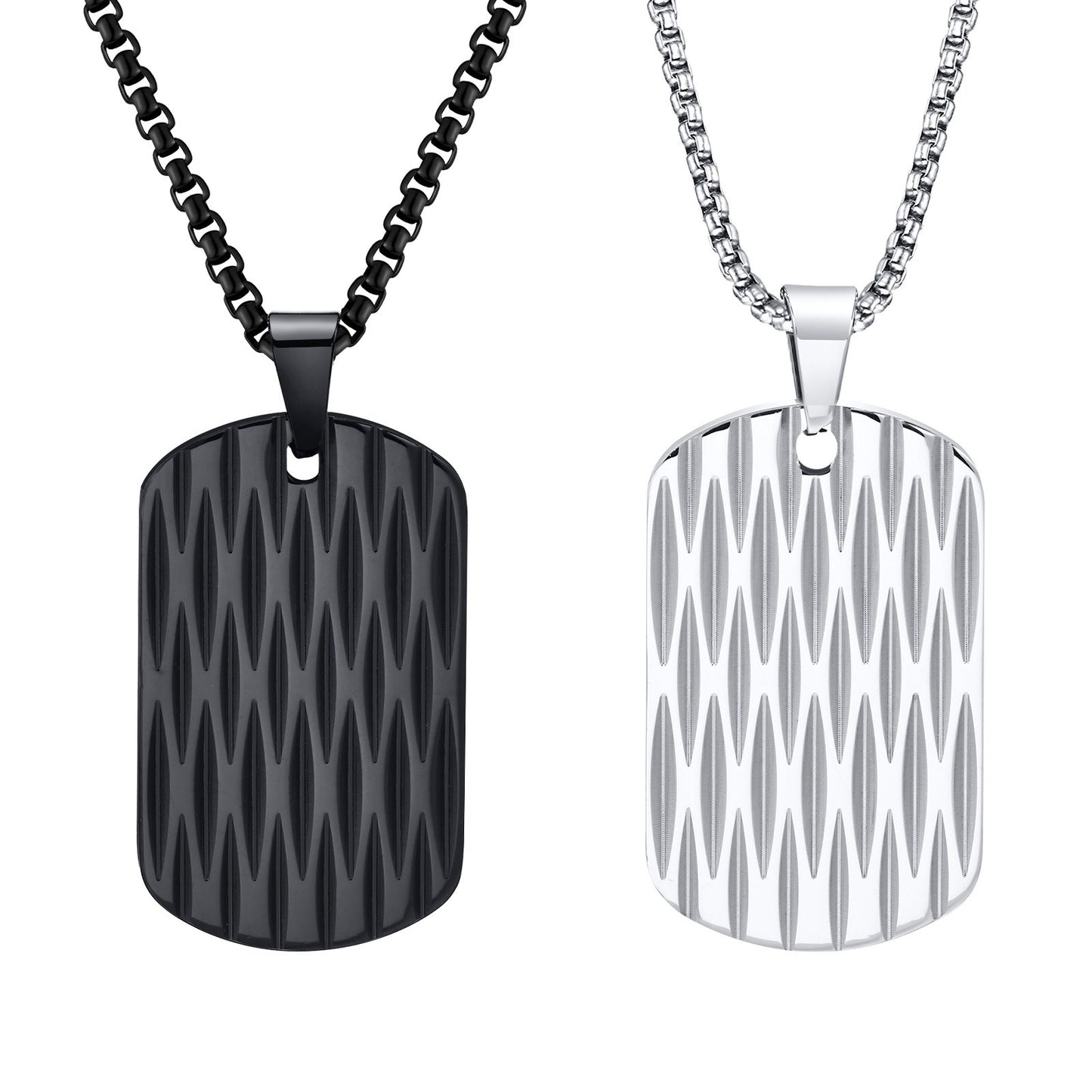 Kemstone Men’s Stainless Steel Geometric Ripple Dog Tag Pendant Necklace – Modern Street Style PN-1920