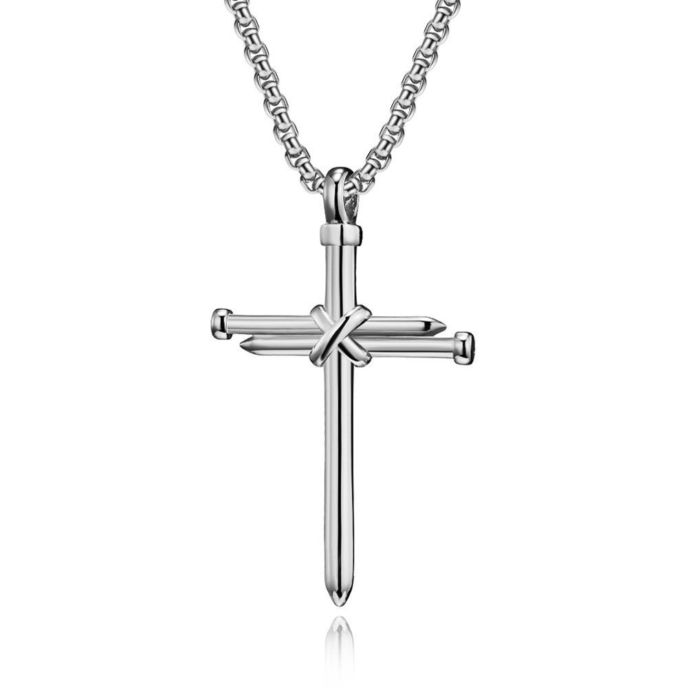 Kemstone Stainless Steel Nail Cross Pendant Necklace – Vintage Strength Men’s Jewelry K-PT352
