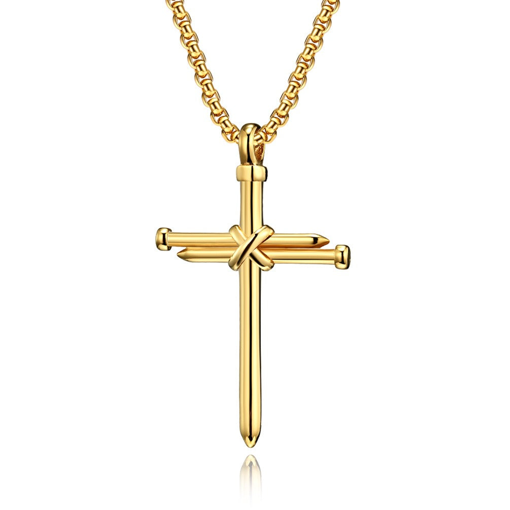 Kemstone Stainless Steel Nail Cross Pendant Necklace – Vintage Strength Men’s Jewelry K-PT352