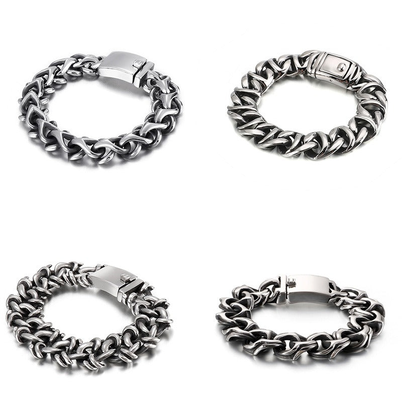 Kemstone Men’s Stainless Steel Viking Chain Bracelet – 16–20mm Gothic Street Warrior KB82293-BD
