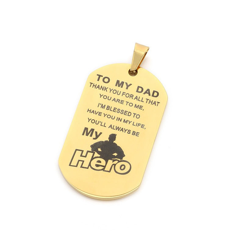Kemstone Men’s Titanium Steel Necklace – “My Hero” Pendant KP100236-Z