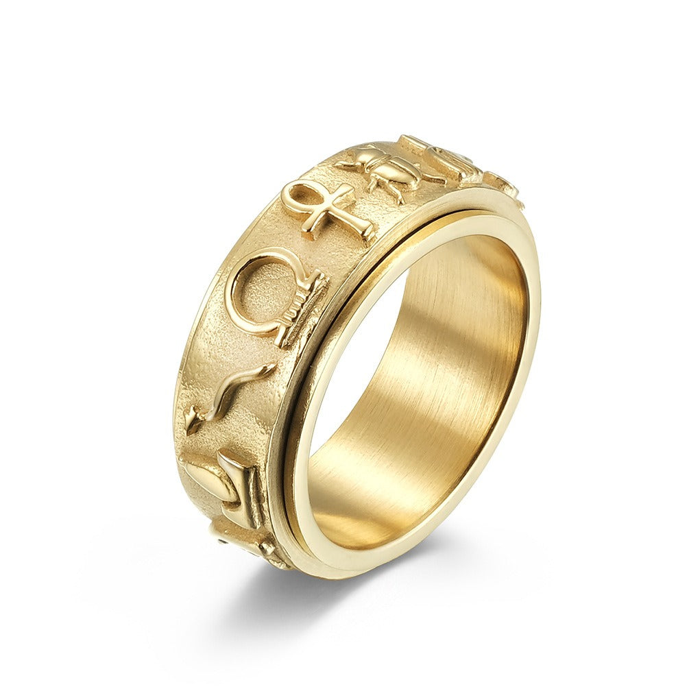 Kemstone Men’s Titanium Steel Egyptian Spinner Ring – Vintage Fidget K-R678