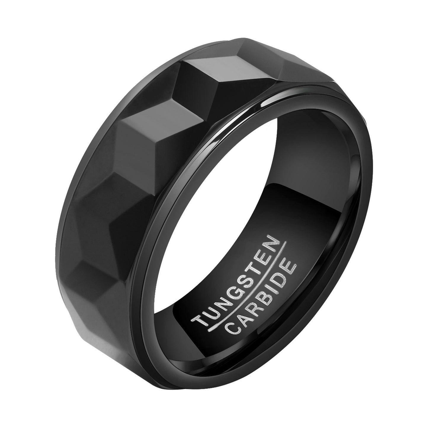 Kemstone Tungsten Steel Ring for Men – Matte Black & Gold Contrast Durable Minimalist Band TCR-043