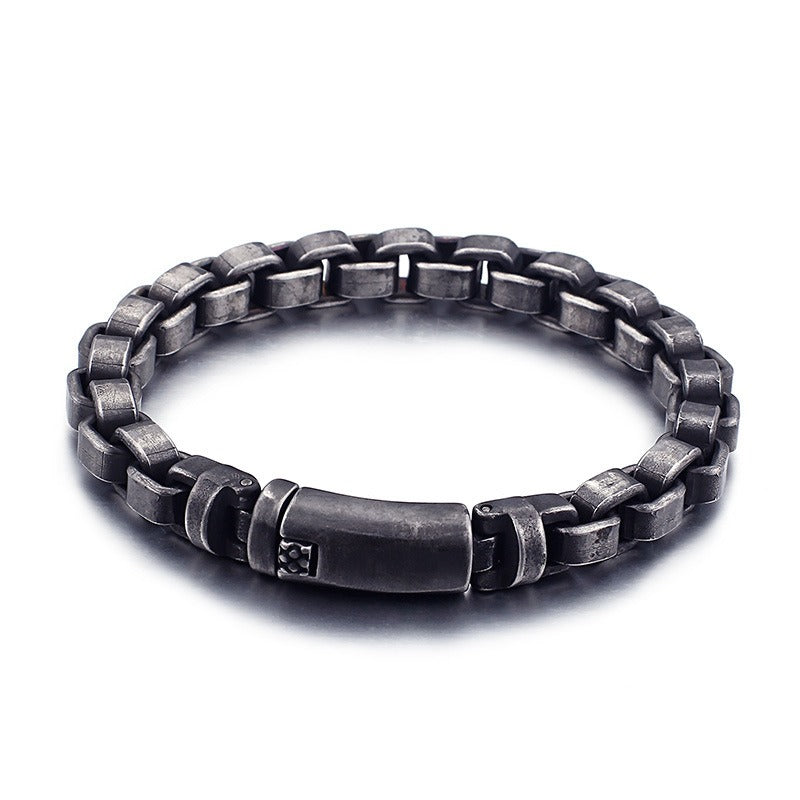 Kemstone Men’s Vintage Chain Link Bracelet – 316L Stainless Steel Rugged Minimalist Street Style KB95692-BD