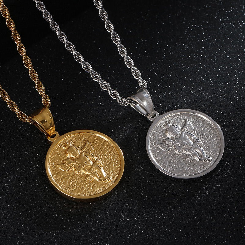 Kemstone 316L Stainless Steel Angel Halo Pendant – Minimalist Titanium Steel Chain KP80822-Z