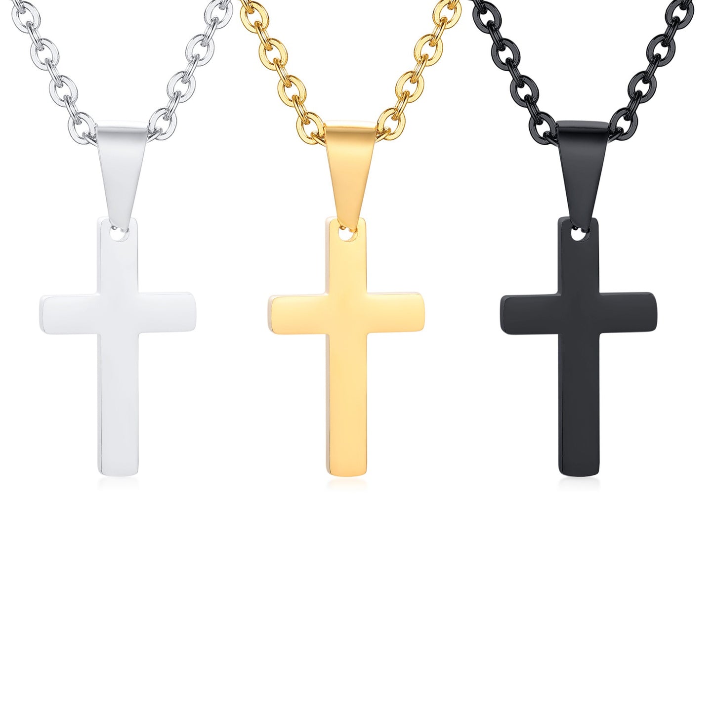 Collar con colgante de cruz de acero inoxidable Kemstone: joyería minimalista y ligera para hombres y mujeres PN-1479