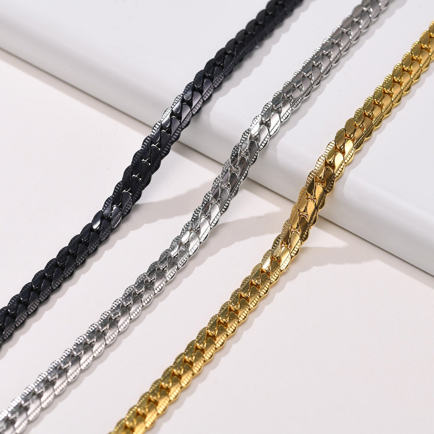Kemstone Cuban Link Bracelet – 6mm Gold-Tone Stainless Steel Men’s Chain BR-1231