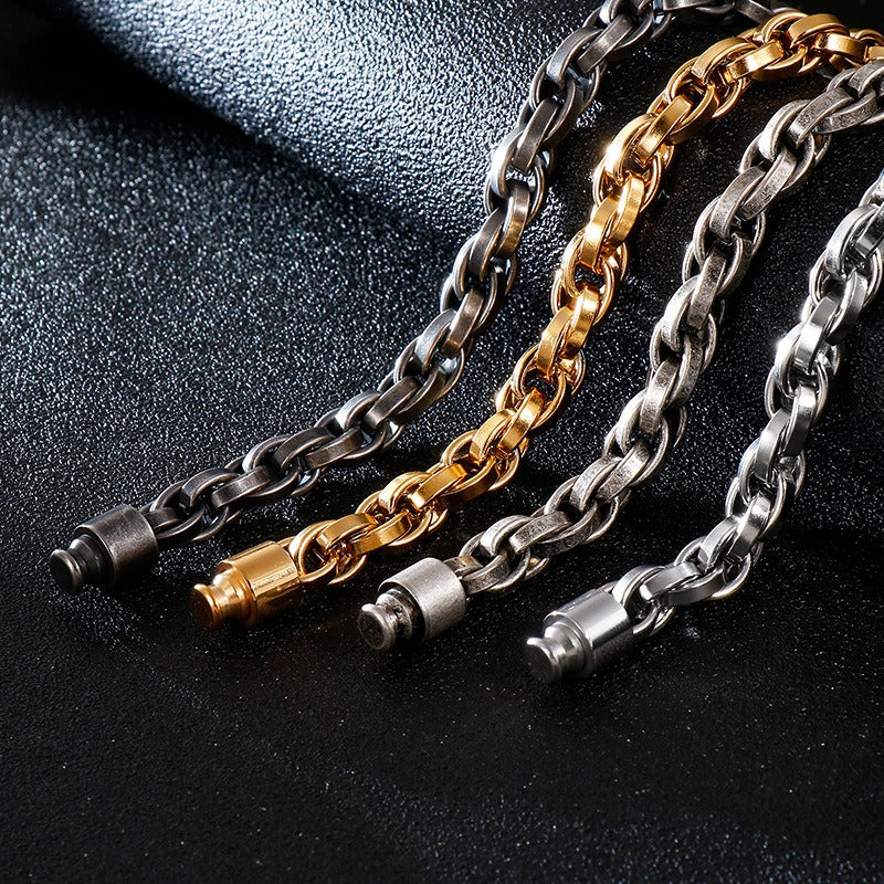 Brazalete Kemstone Vintage de acero y titanio para hombre - Diseño minimalista KB119221