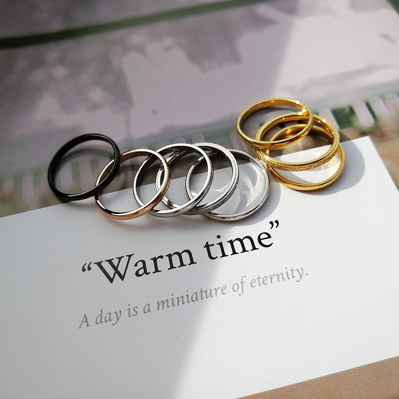 Kemstone 2mm Slim Circle Ring – Titanium Steel Stainless Steel Smooth Band for Daily Stacking R486