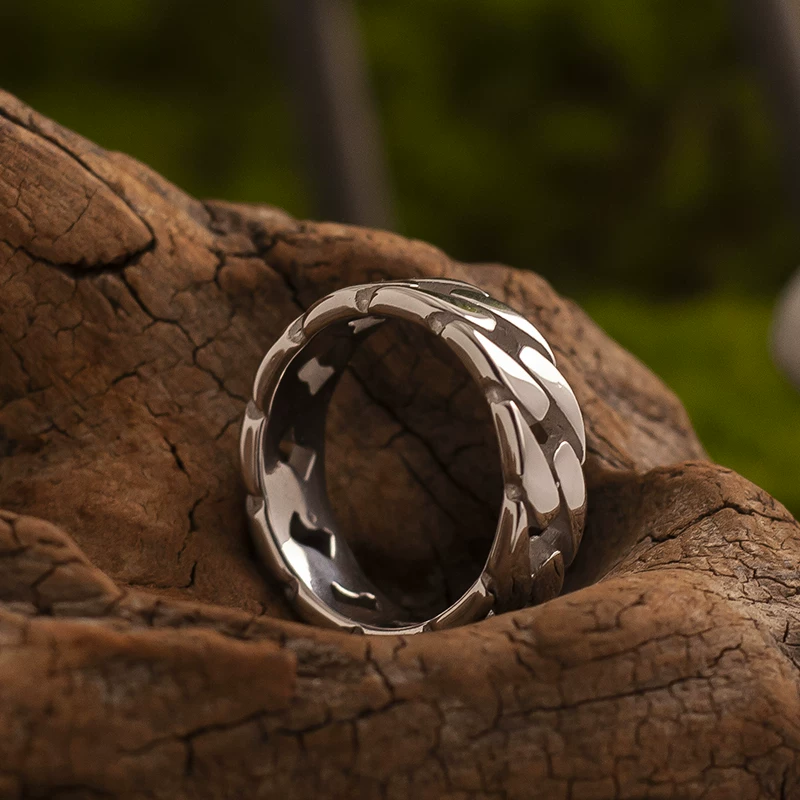 Kemstone 7mm Chain-Link Titanium Steel Ring – Minimalist Men’s Band | NWR-621027
