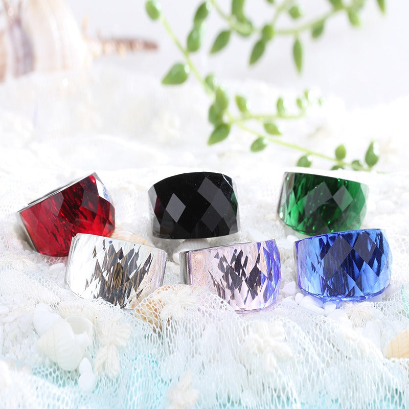 Anillo de oro de 18 quilates con baño electrolítico al vacío de Kemstone y cristal multicolor, diseño de estética simplificada KR31887-K