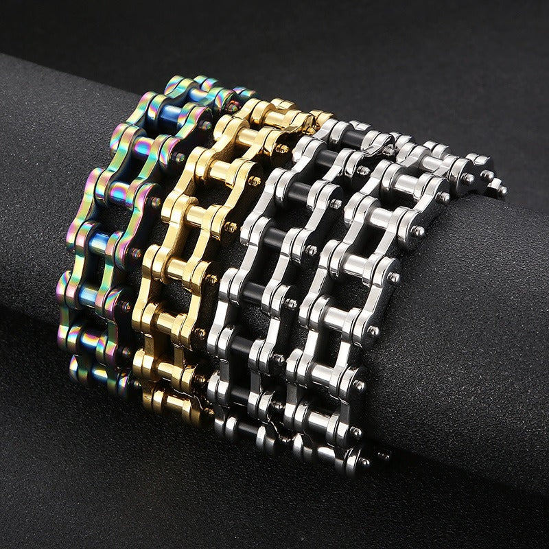 Kemstone Biker Chain Bracelet for Men – 18mm Stainless Steel Motorcycle Link Jewelry | KB18912-D