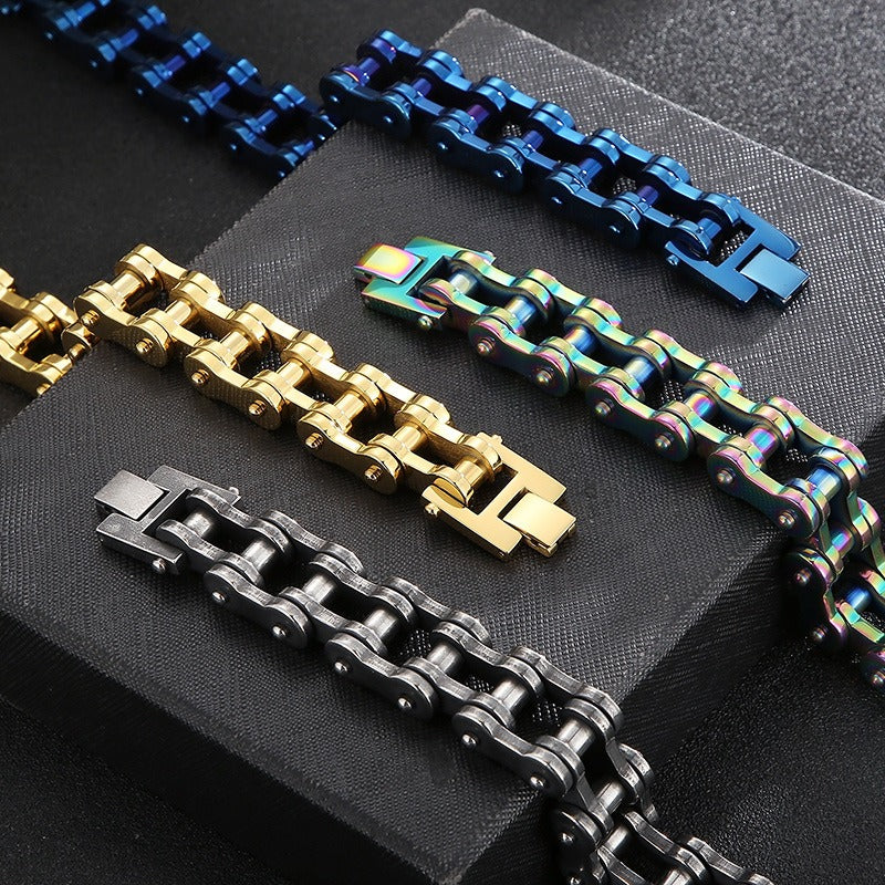 Kemstone Biker Chain Bracelet for Men – 18mm Stainless Steel Motorcycle Link Jewelry | KB18912-D
